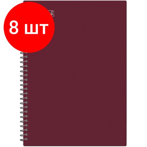 Комплект 8 штук, Бизнес-тетрадь А4 120л Attache гребень клетка пластик бордов с тиснен