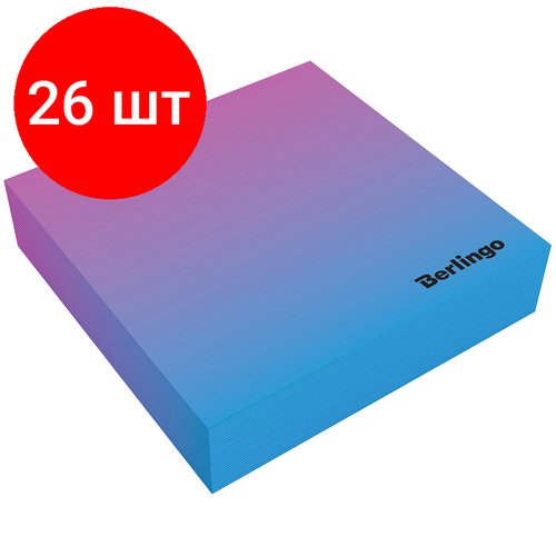 Комплект 26 шт, Блок для записи декоративный на склейке Berlingo 'Radiance' 8.5*8.5*2см, голубой/розовый, 200л.