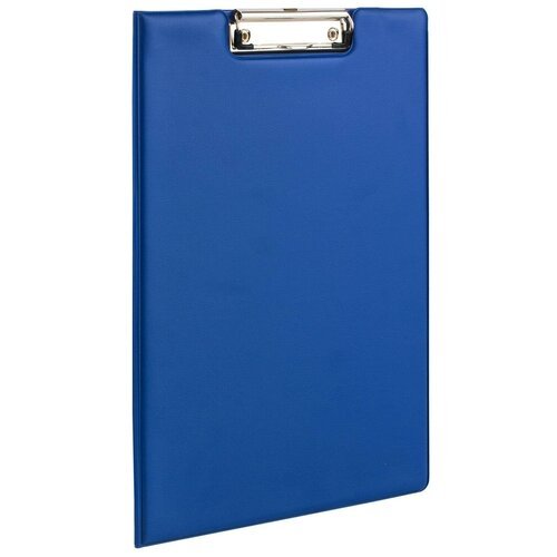 STAFF Папка-планшет STAFF, А4 (318х228 мм), с прижимом и крышкой, картон/ПВХ, синяя, 229558