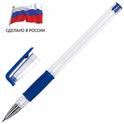 Ручка шариковая россия 'PATRIOT-GT', синяя, корпус прозрачный, 0,7 мм, линия письма 0,35 мм, BRAUBERG, 143961, 24шт. в комплекте