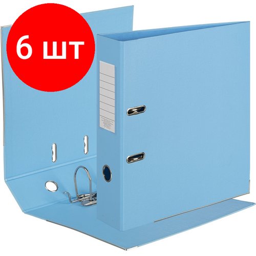 Комплект 6 штук, Папка-регистратор Attache Bright colours 80 мм мет. уг. голуб, ПБП2, карм. кор
