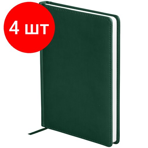 Комплект 4 шт, Ежедневник недатированный, А5, 136л, кожзам, OfficeSpace 'Winner', зеленый