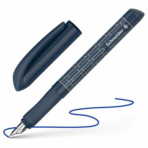 Ручка перьевая Schneider 'Easy navy' синяя, 1 картридж, грип, тёмно-синий корпус