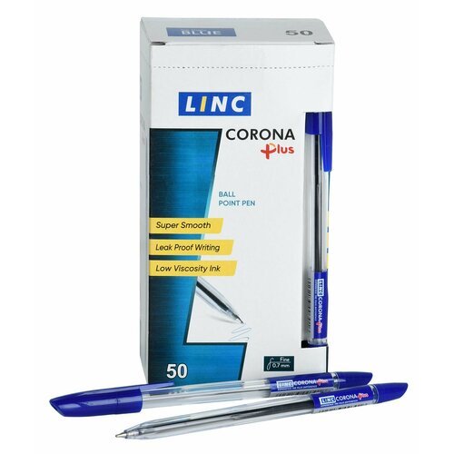 Набор ручек LINC Corona Plus, шариковые, синие, 0,7 мм, 50 шт