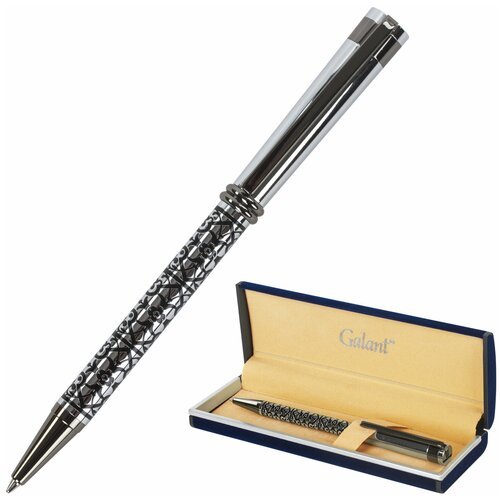 Ручка подарочная шариковая GALANT 'Locarno', корпус серебристый с черным, хромированные детали, пишущий узел 0,7 мм, синяя, 141667