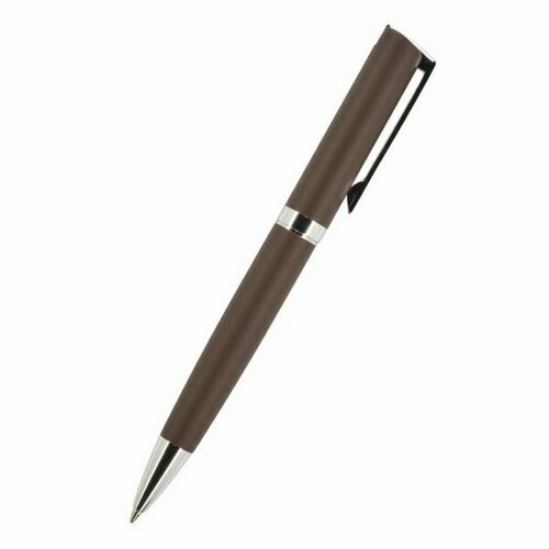 Ручка шариковая автоматическая MILANO, 1.0 мм, матовый коричневый корпус Soft Touch, синие чернила