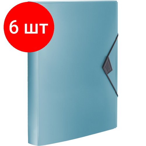 Комплект 6 штук, Папка на резинках Attache Metallics А4 800мкм, 40мм, зеленый