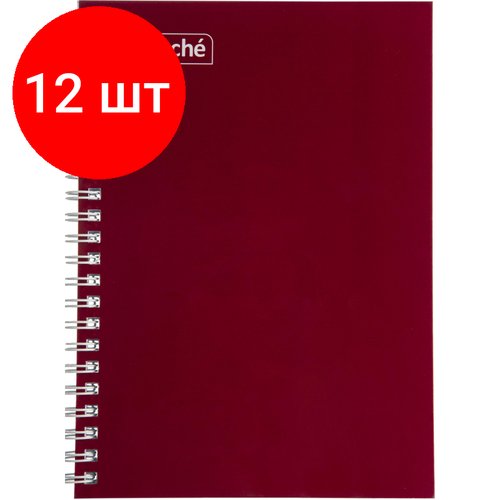 Комплект 12 штук, Бизнес-тетрадь А5 80л ATTACHE, спираль, бордо, блок 60г, обложка 215г