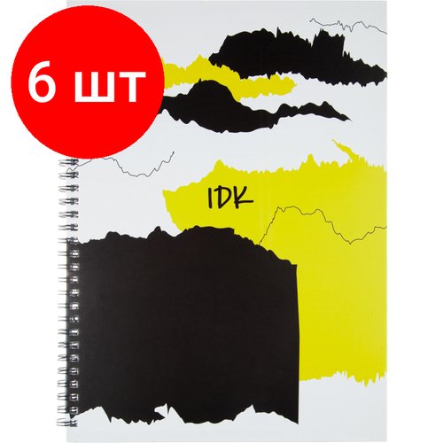 Комплект 6 штук, Бизнес-тетрадь Istina А4, 96л, клетка, тв. картон, мат. лам, черн. спираль