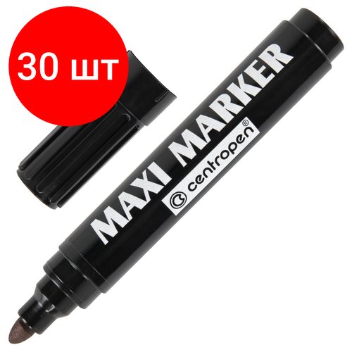 Комплект 30 шт, Маркер перманентный универсальный черный CENTROPEN 'Maxi Marker', 2-4 мм, 8936, 5 8936 0112