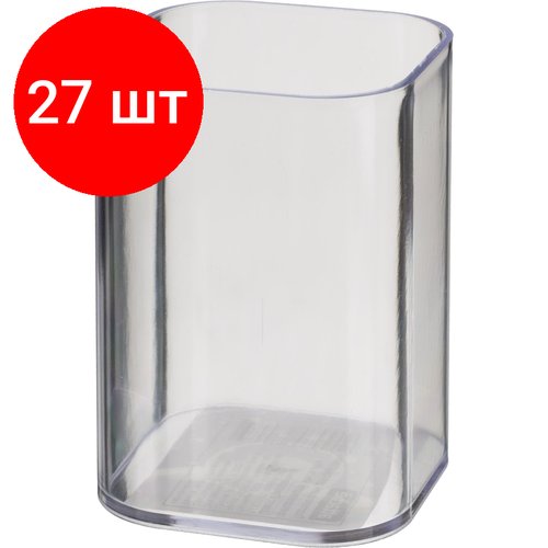 Комплект 27 штук, Подставка-стакан для канцелярских принадлежностей Attache office прозрачный