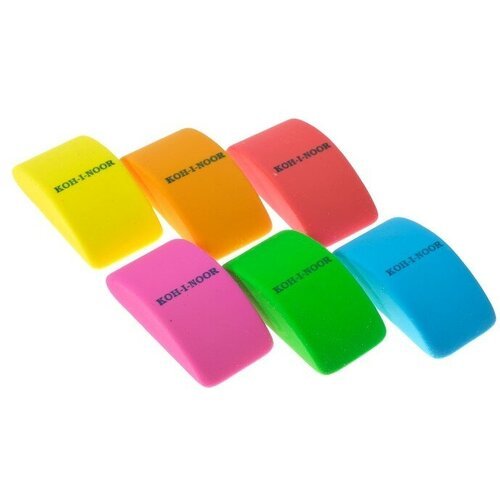 Набор 6 штук ластик Koh-I-Noor синтетика Tremoplastic 6225/18, микс х 6 цветов (2628901)