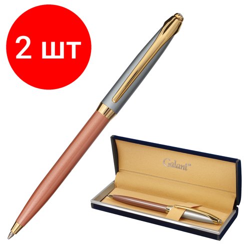 Комплект 2 шт, Ручка подарочная шариковая GALANT 'DECORO ROSE', корпус хром/розовый, детали золотистые, узел 0.7 мм, синяя, 143505