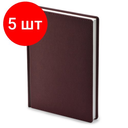 Комплект 5 штук, Ежедневник недатированный А5+, 136л, VELVET бордовый 3-115/02