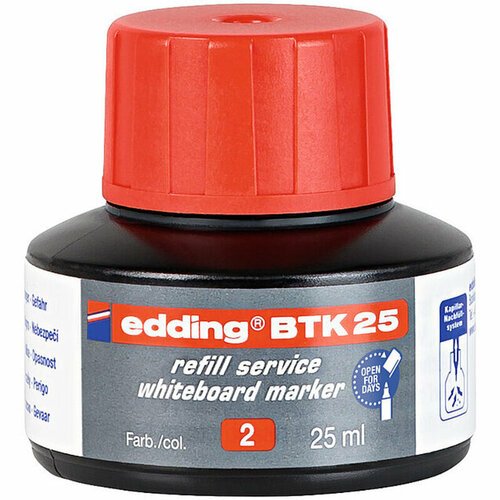 Чернила edding BTK25, для заправки, пигментные, капиллярная система, 25 мл Красный
