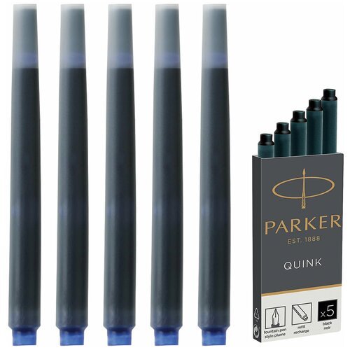 Картриджи чернильные PARKER «Cartridge Quink», комплект 5 шт., черные, 1950382