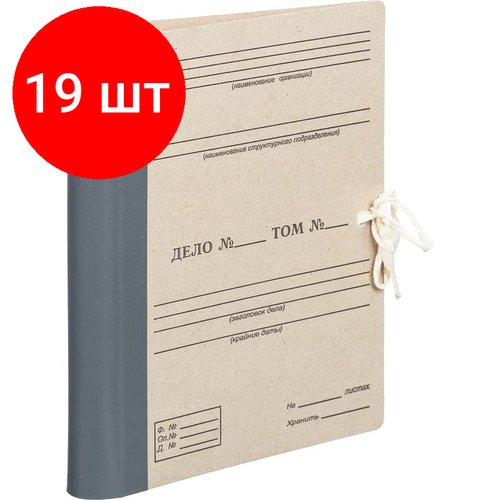 Комплект 19 шт, Папка архивная для переплета OfficeSpace, с гребешками, 4 отверстия, с 2 завязками, 80мм