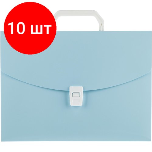 Комплект 10 штук, Папка-портфель 1 отделение А4 Attache Акварель голубой