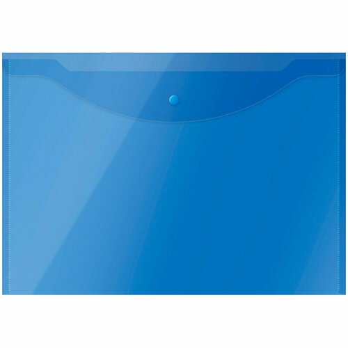Папка-конверт на кнопке OfficeSpace А3, 150мкм, пластик, полупрозрачная, синяя (10 шт)
