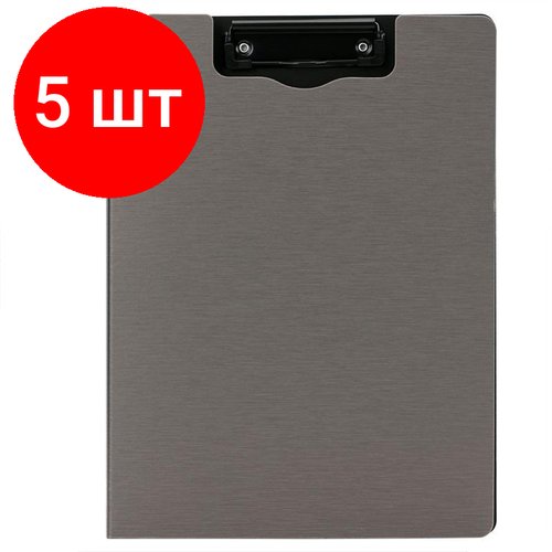 Комплект 5 штук, Папка-планшет A4РР с крышкой крышкой темно-серый 64513