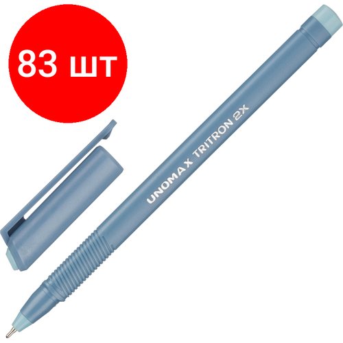 Комплект 83 штук, Ручка шариковая неавтомат. Unomax Tritron 2x д/ш0.7мм, л0.3мм син