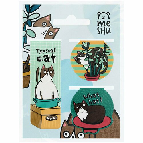 Закладки магнитные для книг, 3шт, MESHU 'Juisy cat', 342167