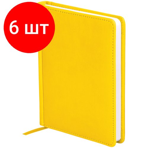 Комплект 6 шт, Ежедневник недатированный, А6, 136л, кожзам, OfficeSpace 'Winner', желтый