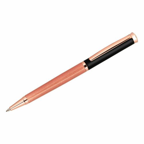 Ручка шариковая Delucci 'Fenice' синяя, 1,0мм, корпус розовое золото/черный, поворотн, подарочная упаковка, 350486