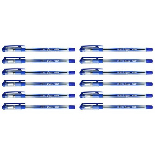 Linc Ручка шариковая Glycer, синяя, 0,7 мм, круглый корпус, резиновый грип, цвет корпуса синий, 12 шт.