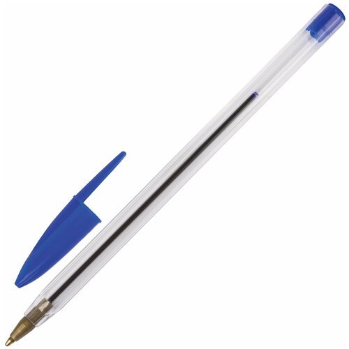 Ручка шариковая STAFF 'Basic BP-01', письмо 750 метров, синяя, длина корпуса 14 см, линия письма 0,5 мм, 141672 Комплект - 150 шт.