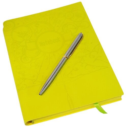 Набор-блокнот Mazari , желтый цвет, интегральная обложка 15,5*21 см 128 листов+металлическая шариковая ручка