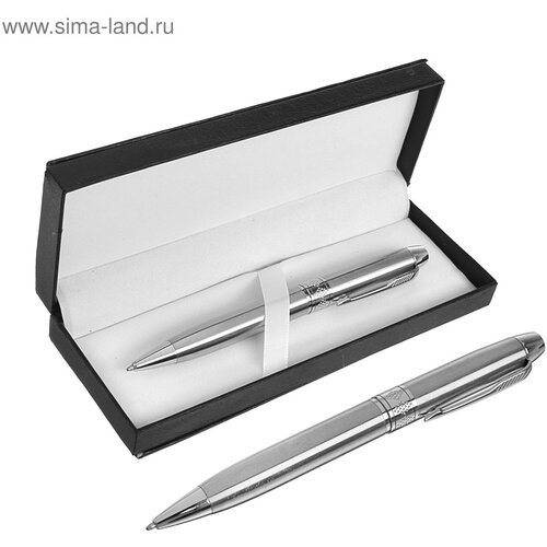 Ручка подарочная, шариковая 'Стиль' в кожзам футляре, поворотная, стальной корпус