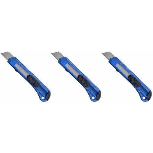 Attache Economy Нож канцелярский 18 мм с фиксатором, цвет синий, 3 шт