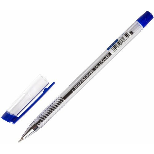 Ручка шариковая масляная ERICH KRAUSE 'Ultra-20', синяя, корпус прозрачный, узел 0,7 мм, линия письма 0,26 мм, 13875, 141249
