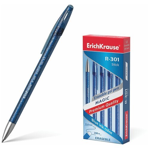 Ручка стираемая гелевая ERICH KRAUSE 'R-301 Magic Gel', синяя, корпус синий, узел 0,5 мм, линия письма 0,4 мм, 45211