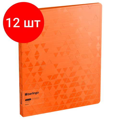 Комплект 12 шт, Папка с 40 вкладышами Berlingo 'Neon' А4, 24мм, 1000мкм, оранжевый неон, с внутр. карманом