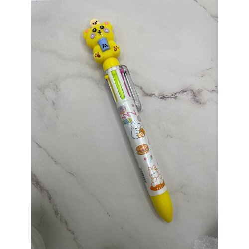 Ручка шариковая 'Мишка желтый' автоматическая, многоцветная 8 цветов.
