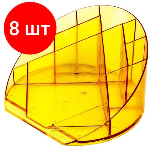 Комплект 8 штук, Подставка-органайзер Attache Яркий офис 12 отделений прозрачная оранжевая