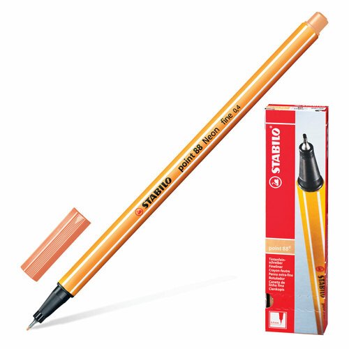 Ручка капиллярная (линер) STABILO 'Point 88', Светло-телесная, корпус оранжевый, линия письма 0,4 мм, 88/26 упаковка 10 шт.