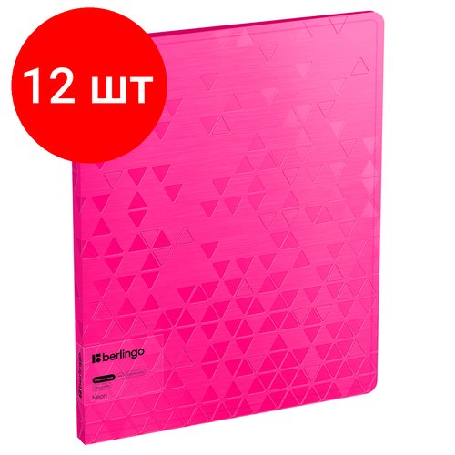 Комплект 12 шт, Папка с 20 вкладышами Berlingo 'Neon' А4, 17мм, 1000мкм, розовый неон, с внутр. карманом