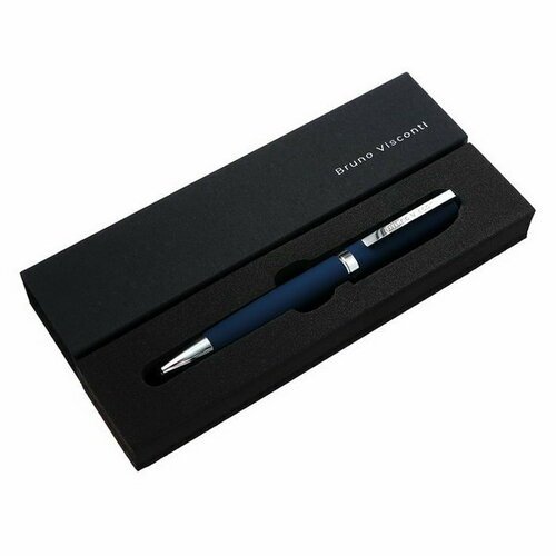 Ручка шариковая поворотная, 1.0 мм, MILANO, стержень синий, металлический корпус Soft Touch синий, в футляре