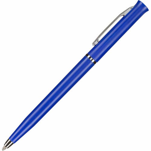 Ручка шариковая автоматическая корп. пл+мет син, серебр. детали, синяя, лого