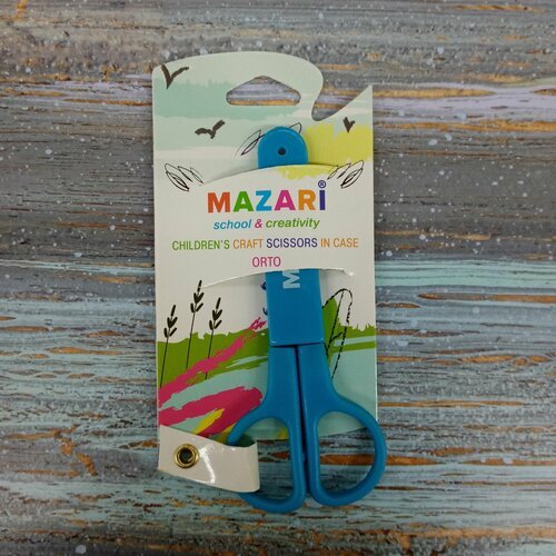 Ножницы детские 12 см, MAZARI ORTO, лезвия из нержавеющей стали, с защитным футляром, пластиковые ручки