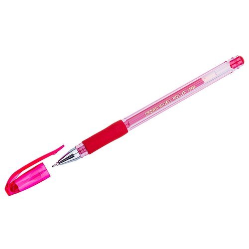 Ручка гелевая Crown Hi-Jell Needle Grip (0.5мм, красный, резиновая манжетка) 1шт. (HJR-500RNB)