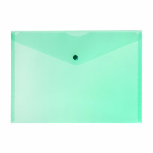 Папка-конверт на кнопке А4, 150 мкм, Calligrata, прозрачная, зелёная (комплект из 40 шт)