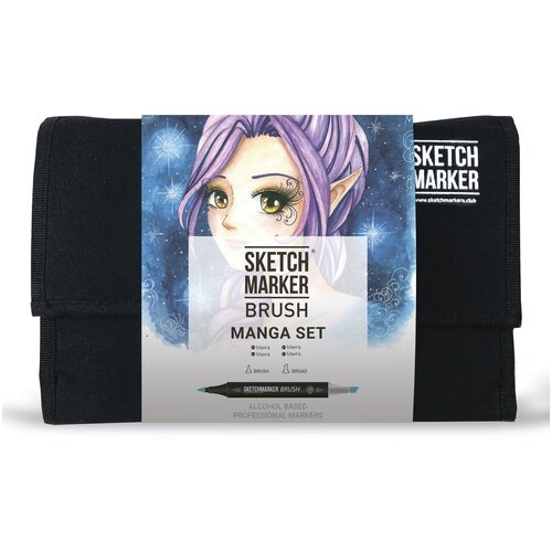 SketchMarker Набор маркеров Brush Manga Set, черный, 24 шт.