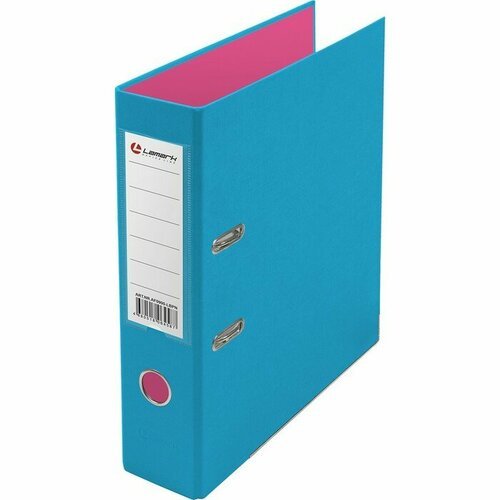 Папка-регистратор А4, 75 мм, Lamark, ПВХ, двухстороннее покрытие, металлическая окантовка, карман на корешок, собранная, голубой/розовый