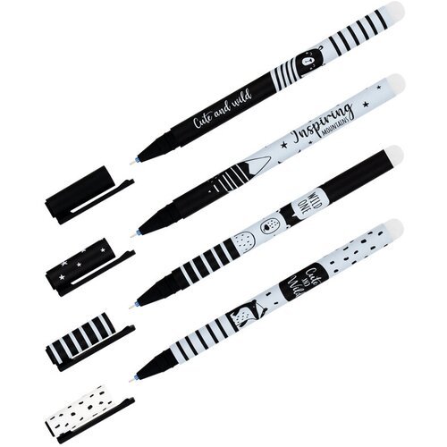 Ручка гелевая стираемая MESHU 'Black&white' синяя, 0,5мм, корпус ассорти, софт-тач - 36 шт.