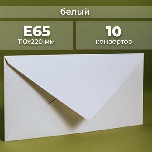 Набор конвертов для денег Е65 (110х220мм)/ Конверты подарочные из дизайнерской бумаги белый 10 шт.