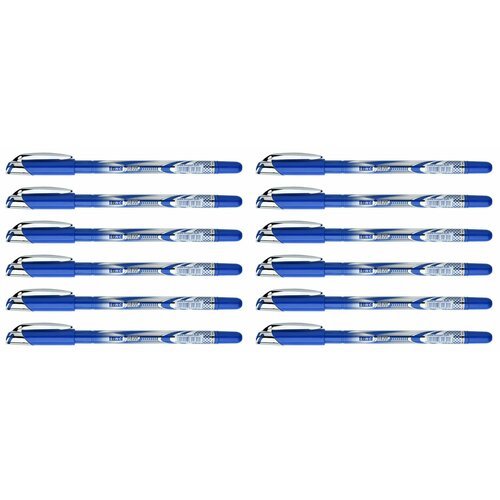 Linc Ручка шариковая Gliss, синяя, 0,7 мм, круглый корпус, резиновый грип, цвет корпуса синий, 12 шт.